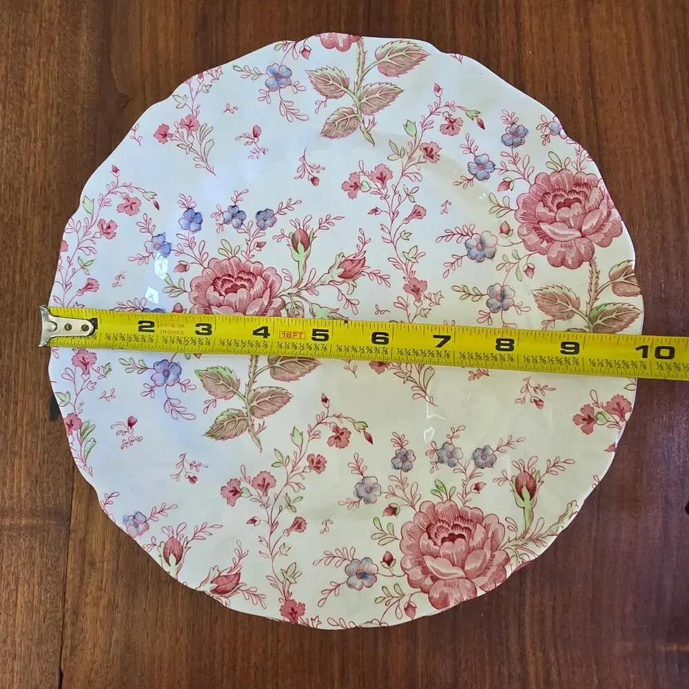 Vintage Johnson Brothers Rose Chintz Ironstone 2 Dinner Plates Cottagecore 1930s